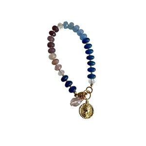 Handcrafted Gemstone Bracelet with Agate, Aquamarine and Rose Quartz